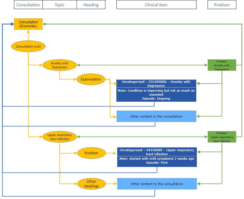 Consultation and Problem Returned FHIR resources and linkages